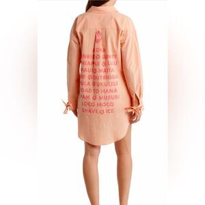 STITCHDROP Button Down Button  Long Sleeve Shirtdress / Cover Up